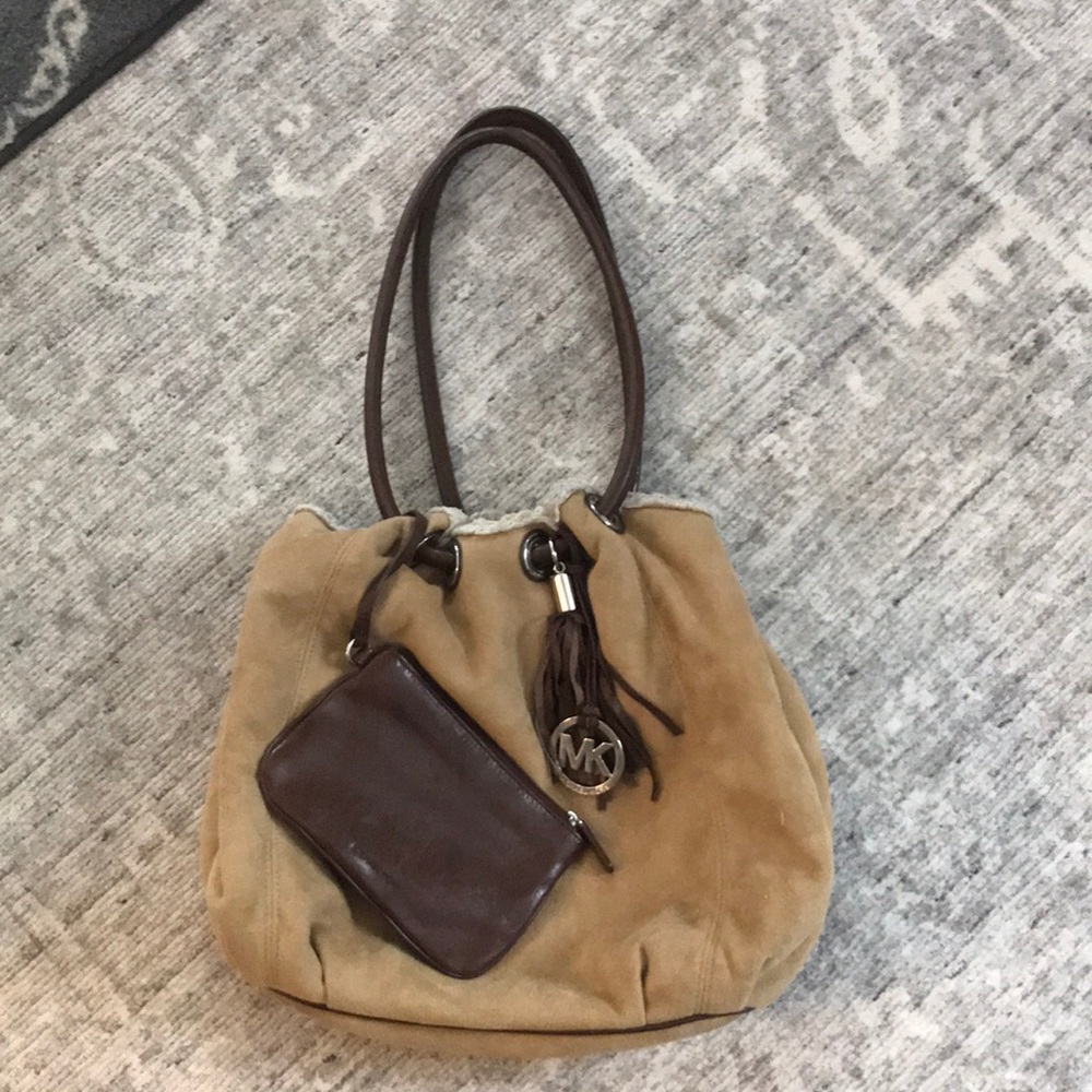 Michael Kors suede and shearling bag